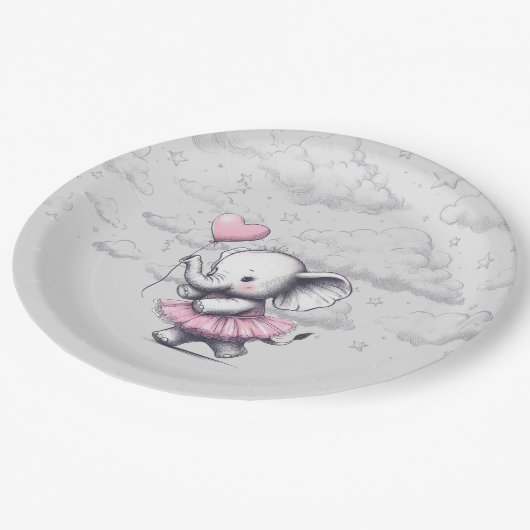 Elephant Baby shower Papieren Bordje (Gekanteld)