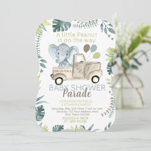 Elephant Baby Shower Parade Kaart (Staand voorkant)