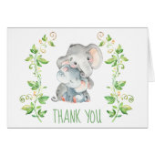 Elephant Baby shower Party Dank u nota Kaart (Voorkant Horizontaal)
