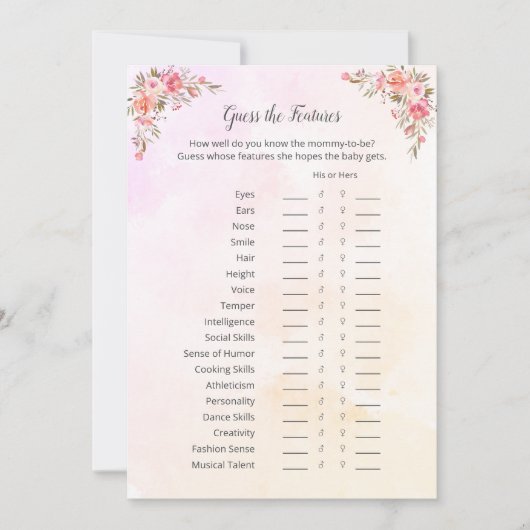 Elephant Baby shower raadt de Kaart van het spel (Voorkant)