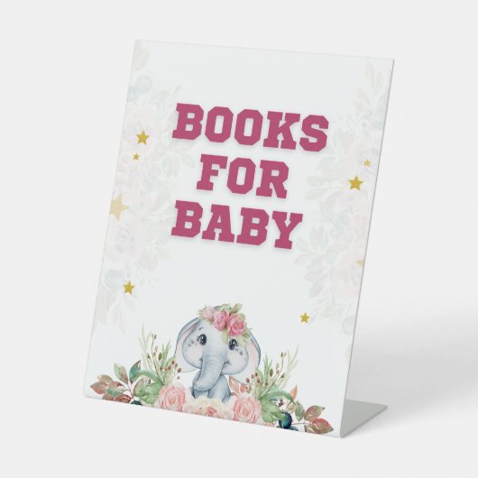 Elephant Baby shower Reclamebord Met Voetstuk (Voorkant)