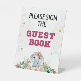 Elephant Baby shower Reclamebord Met Voetstuk