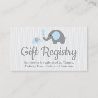 Elephant Baby shower Registry Inserts in Blauw Informatiekaartje