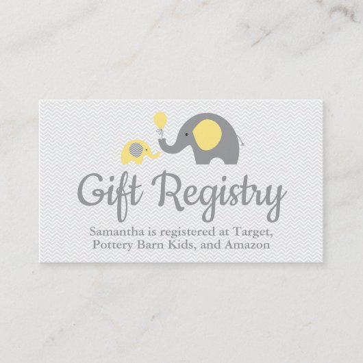 Elephant Baby shower Registry Inserts in Roze Informatiekaartje (Voorkant)