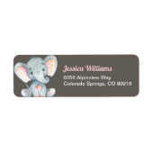 Elephant Baby shower retour adreslabel Etiket (Voorkant)