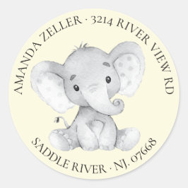 Elephant Baby shower retour adreslabel Ronde Sticker