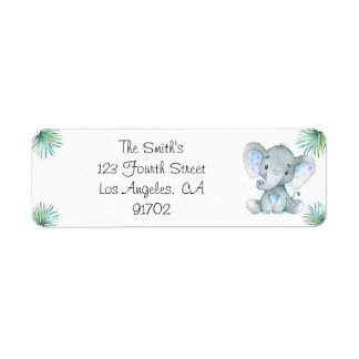 Elephant Baby shower retourlabels Etiket