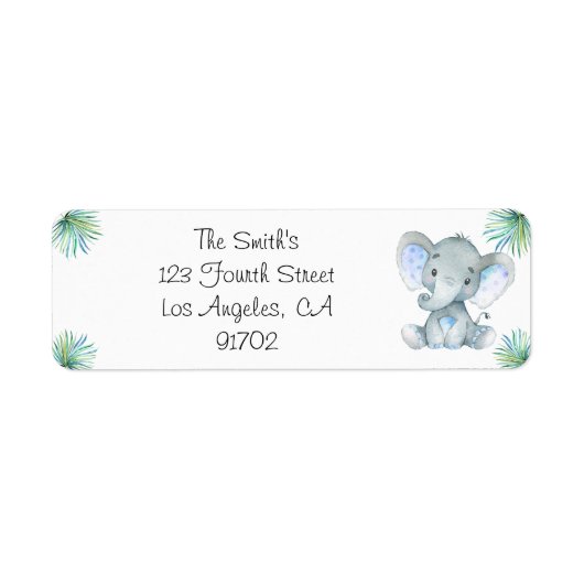 Elephant Baby shower retourlabels Etiket (Voorkant)