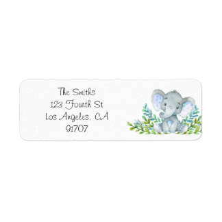 Elephant Baby shower retourlabels Etiket