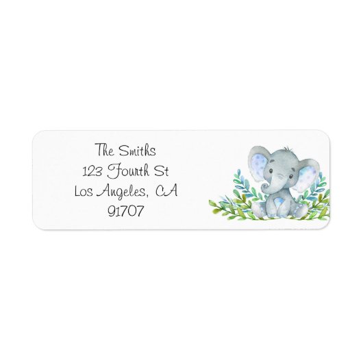Elephant Baby shower retourlabels Etiket (Voorkant)