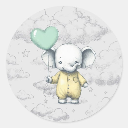Elephant Baby shower Ronde Sticker (Voorkant)