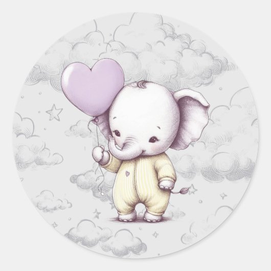 Elephant Baby shower Ronde Sticker (Voorkant)