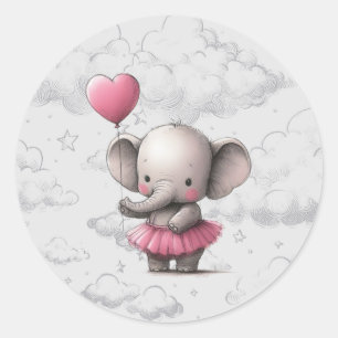 Elephant Baby shower Ronde Sticker