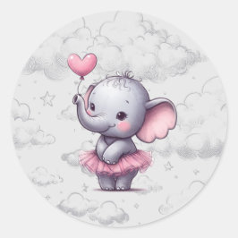 Elephant Baby shower Ronde Sticker