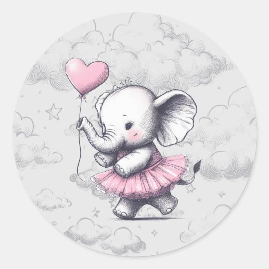 Elephant Baby shower Ronde Sticker (Voorkant)