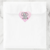 Elephant Baby shower Roze en grijs Hart Sticker (Tas)