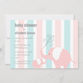 Elephant Baby shower - Roze Kaart
