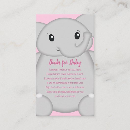 Elephant Baby shower Roze Safari Meisje Informatiekaartje (Voorkant)
