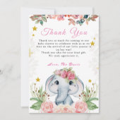 Elephant Baby shower Roze ventilator Hartelijk dan Kaart (Voorkant)
