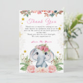 Elephant Baby shower Roze ventilator Hartelijk dan Kaart (Staand voorkant)