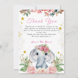 Elephant Baby shower Roze ventilator Hartelijk dan Kaart