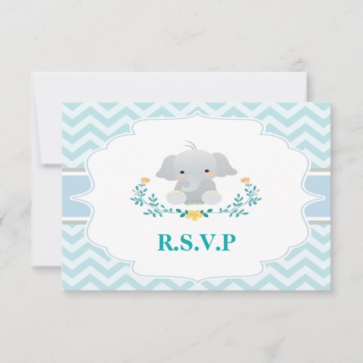 Elephant Baby shower RSVP-kaart RSVP Kaartje (Voorkant)