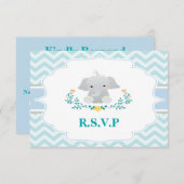 Elephant Baby shower RSVP-kaart RSVP Kaartje (Voorkant / Achterkant)