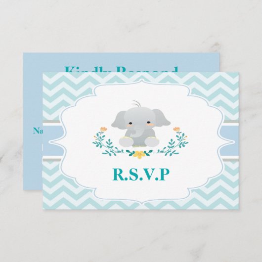 Elephant Baby shower RSVP-kaart RSVP Kaartje (Voorkant / Achterkant)