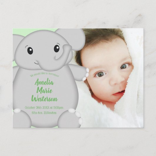 Elephant Baby shower Safari Briefkaart (Voorkant)