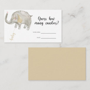 Elephant - baby shower schat hoeveel snoepjes informatiekaartje