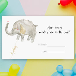Elephant - baby shower schat hoeveel snoepjes informatiekaartje