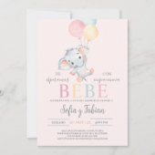 Elephant Baby shower Spaans Uitnodiging (Voorkant)