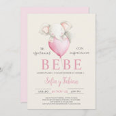 Elephant Baby shower Spaans Uitnodiging (Voorkant / Achterkant)