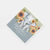 Elephant Baby shower Sunflower Glitter Dusty Blue Servet (Hoek)