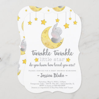 Elephant Baby shower "Twinkle Twinkle Little Star" Kaart