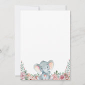 Elephant baby shower uitnodiging floral (Achterkant)
