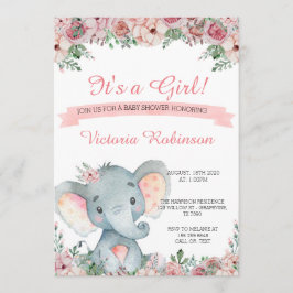 Elephant baby shower uitnodiging floral