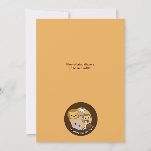 ELEPHANT Baby shower Uitnodiging Herfst Oerwoud Sa (Achterkant)