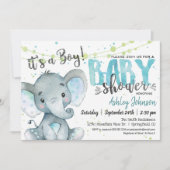 Elephant Baby shower-uitnodiging, jongen Kaart (Voorkant)