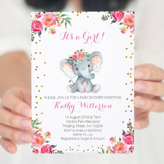 Elephant baby shower-uitnodiging kaart