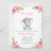 Elephant baby shower-uitnodiging kaart (Voorkant)
