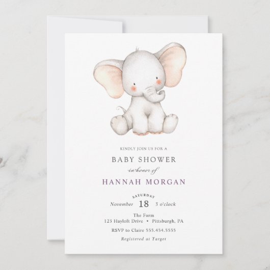 Elephant Baby shower-uitnodiging Kaart (Voorkant)