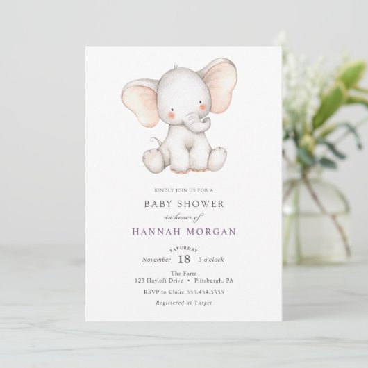 Elephant Baby shower-uitnodiging Kaart (Staand voorkant)