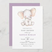 Elephant Baby shower-uitnodiging Kaart (Voorkant / Achterkant)