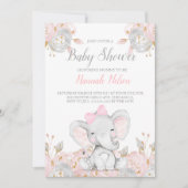Elephant baby shower-uitnodiging roze olifant kaart (Voorkant)