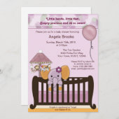 ELEPHANT Baby shower Uitnodiging tot orchidee CJE (Voorkant / Achterkant)