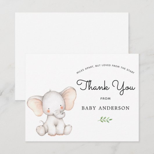 Elephant Baby shower via Mail Hartelijk dank (Voorkant / Achterkant)