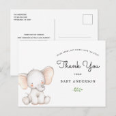 Elephant Baby shower via Mail Hartelijk dank Briefkaart (Voorkant / Achterkant)