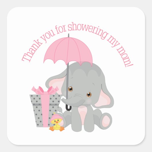 Elephant-baby shower vierkante sticker (Voorkant)