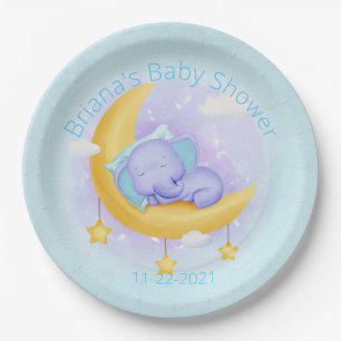 Elephant Baby shower voor een jongen in blauw Papieren Bordje